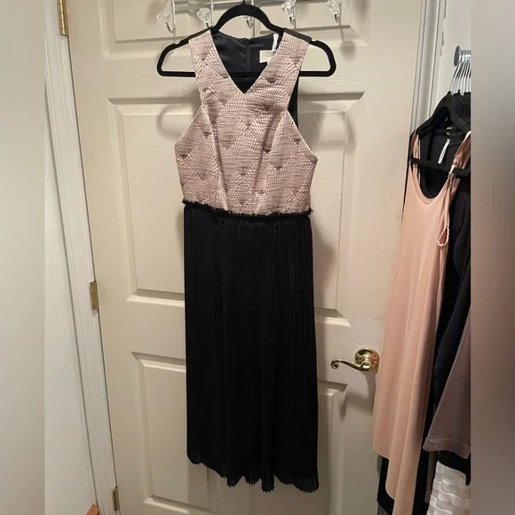 Anthropologie Nomad Morgan Carper Isobel Brocade Midi Dress Metallic Size 6 - Picture 7 of 15